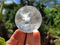 Polished Clear Quartz Crystal Sphere's x 3 From Madagascar