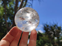 Polished Clear Quartz Crystal Sphere's x 3 From Madagascar