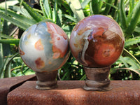 Polished Polychrome Jasper Spheres x 2 From Mahajanga, Madagascar