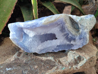 Natural Blue Lace Agate Geode Specimen x 1 From Malawi