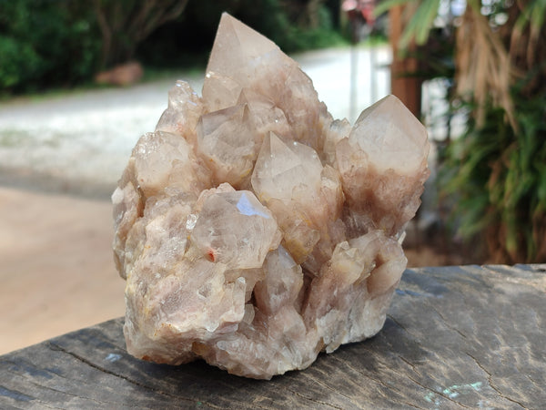 Natural Smokey Phantom Quartz Clusters x 2 From Luena, Congo