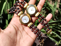 Polished Vintage La Fon Watch with Red Tigers Eye Beads - Sold Per Item - From South Africa