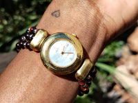 Polished Vintage La Fon Watch with Red Tigers Eye Beads - Sold Per Item - From South Africa