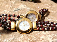 Polished Vintage La Fon Watch with Red Tigers Eye Beads - Sold Per Item - From South Africa