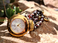 Polished Vintage La Fon Watch with Red Tigers Eye Beads - Sold Per Item - From South Africa