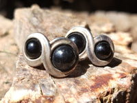 Polished Black Jade Stud Earrings - sold per pair - From China