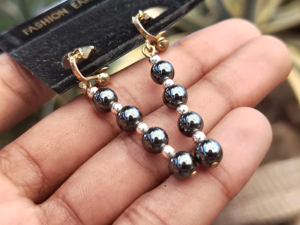 Polished Pair of Hematite Long Bead Earrings - Sold per Pair - From Southern Africa