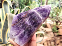 Polished Chevron Amethyst Crystal Points x 2 From Zambia