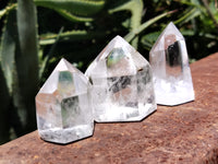 Polished Clear Quartz Crystals with Rainbow Veils x 12 From Madagascar