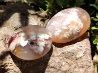 Polished Flower Agate Gallet / Palm Stones x 12 From Madagascar