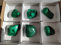 Polished Flower Banded Malachite Free Forms x 6 From Congo