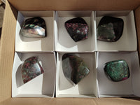 Polished Ruby Corundum In Chrome Verdite Standing Free Forms x 6 From Zimbabwe