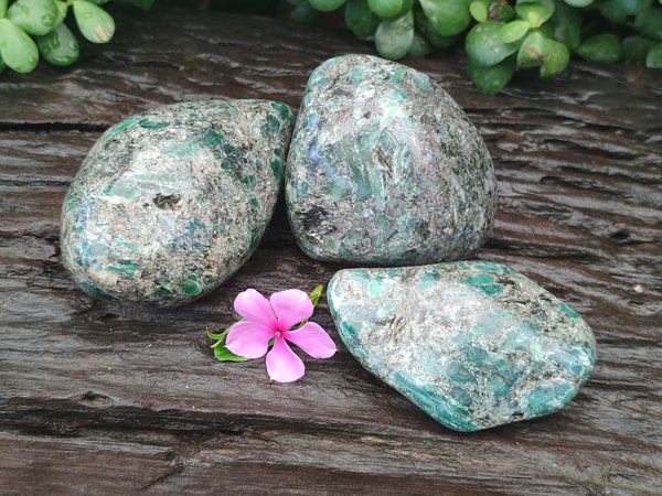 Polished Emerald Mica In Matrix Free Forms x 3 From Mutoko, Zimbabwe