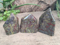 Polished Bastite Dragons Blood Stone Points x 3 From Tshipise, South Africa