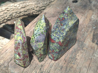 Polished Bastite Dragons Blood Stone Points x 3 From Tshipise, South Africa