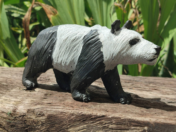 Hand Made Soapstone Panda Carving x 1 From Zimbabwe