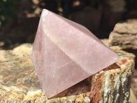 Polished Rose Quartz Pyramids x 5 From Madagascar