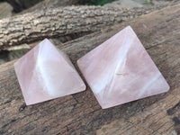 Polished Rose Quartz Pyramids x 5 From Madagascar