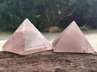 Polished Rose Quartz Pyramids x 5 From Madagascar