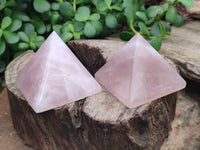 Polished Rose Quartz Pyramids x 5 From Madagascar