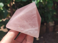 Polished Rose Quartz Pyramids x 5 From Madagascar