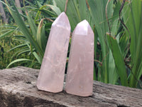 Polished Rose Quartz Points x 2 From Madagascar