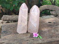 Polished Rose Quartz Points x 2 From Madagascar