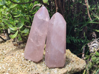 Polished Rose Quartz Points x 2 From Madagascar