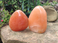 Polished Orange Twist Calcite Standing Free Forms x 2 From Madagascar