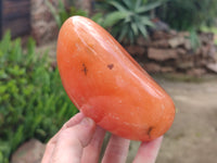 Polished Orange Twist Calcite Standing Free Forms x 2 From Madagascar