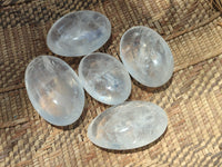 Polished Girasol Pearl Quartz Palm Stones x 12 From Madagascar