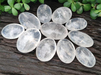 Polished Girasol Pearl Quartz Palm Stones x 12 From Madagascar