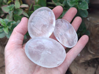 Polished Girasol Pearl Quartz Palm Stones x 12 From Madagascar