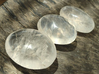 Polished Girasol Pearl Quartz Palm Stones x 12 From Madagascar