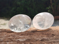 Polished Girasol Pearl Quartz Palm Stones x 12 From Madagascar