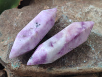 Polished Double Terminated Lepidolite Points x 6 From Madagascar