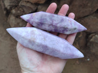 Polished Double Terminated Lepidolite Points x 6 From Madagascar