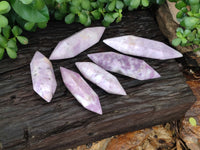 Polished Double Terminated Lepidolite Points x 6 From Madagascar