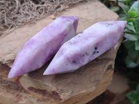 Polished Double Terminated Lepidolite Points x 6 From Madagascar