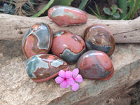 Polished On One Side Polychrome Jasper x 6 From Mahajanga, Madagascar