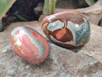 Polished On One Side Polychrome Jasper x 6 From Mahajanga, Madagascar