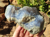 Natural Blue Lace Agate Geode Specimens x 3 From Malawi