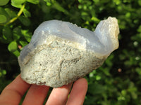 Natural Blue Lace Agate Geode Specimens x 3 From Malawi