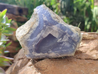 Natural Blue Lace Agate Geode Specimens x 3 From Malawi