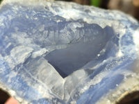 Natural Blue Lace Agate Geode Specimens x 3 From Malawi