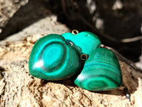 Hand Made Flower Banded Malachite Heart Pendants - Sold Per Item - From Congo