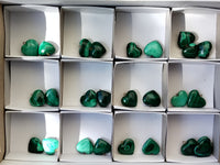 Hand Made Flower Banded Malachite Heart Pendants - Sold Per Item - From Congo