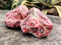 Natural Rhodonite Cobbed Specimens x 6 From Zimbabwe