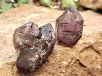 Natural Smokey Window Amethyst Crystals x 12 From Chiredzi, Zimbabwe