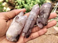 Natural Smokey Window Amethyst Crystals x 12 From Chiredzi, Zimbabwe